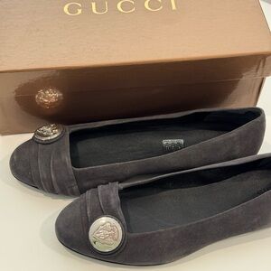 Gucci Women's Dark Gray Suede Loafers